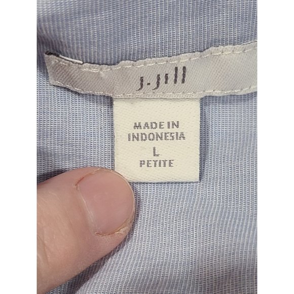 J. Jill Shirt Women's Large Light Blue Button Up Classic Cotton Office Staple - Picture 5 of 7